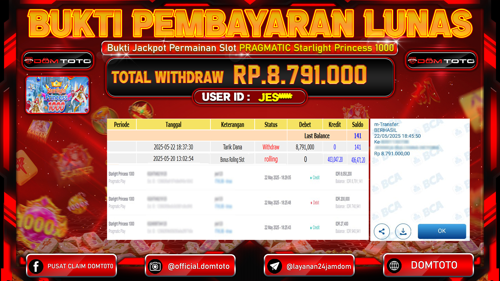 JACKPOT SLOT STARLIGHT PRINCES 1000 22 MEI 2025